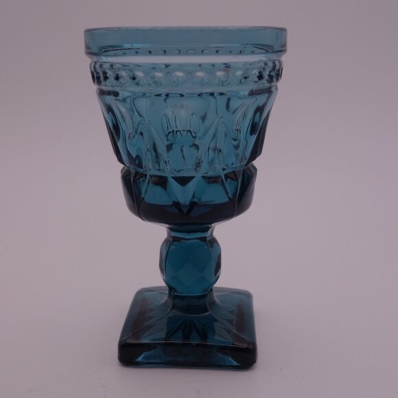Set of Seven(7) Blue Glasses with Square Base - Picture 6 of 13